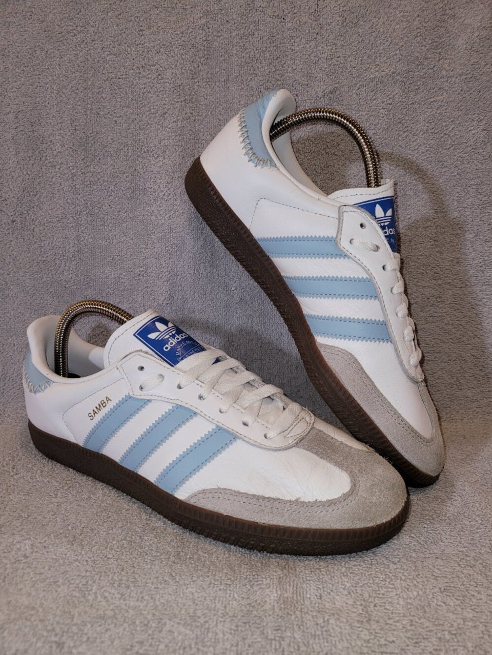 Adidas Samba OG White Sky Blue Brown Gum Sole Sneakers JI2003 - Picture 9 of 15